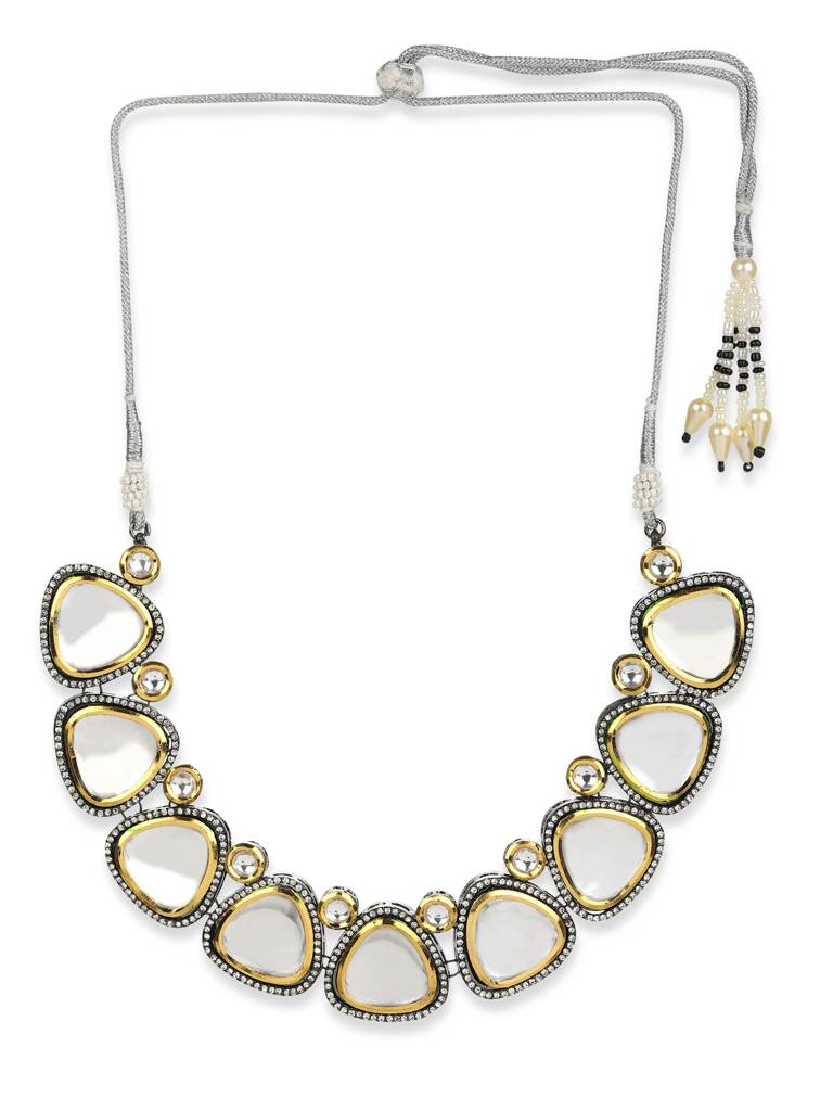Gold And Silver Kundan Neckpiece : RRMJ22-88