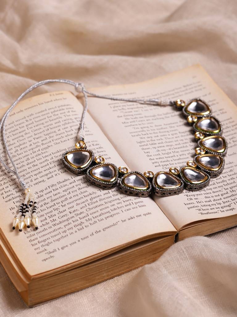 Gold And Silver Kundan Neckpiece : RRMJ22-88