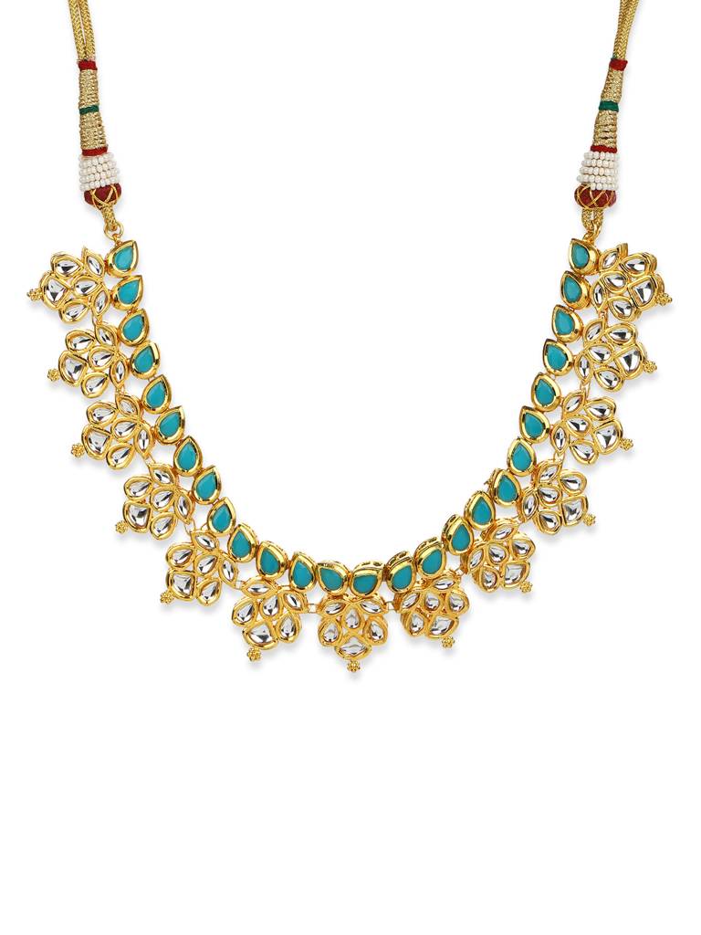 Blue Brass Gold Kundan Neckpiece : RRMJ22-91