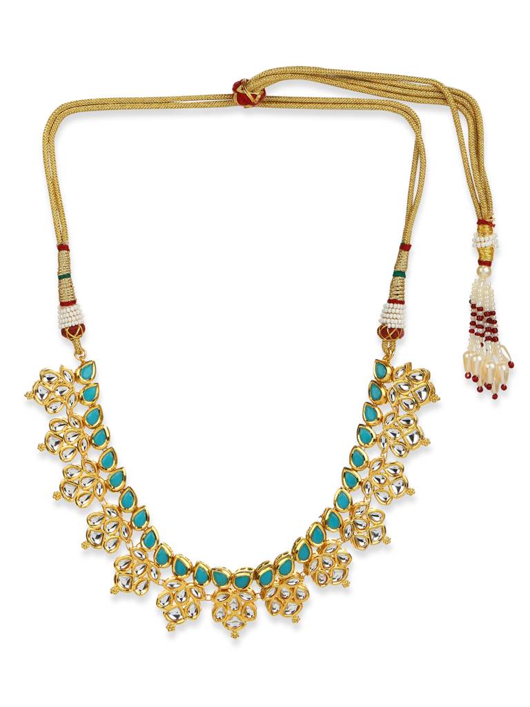 Blue Brass Gold Kundan Neckpiece : RRMJ22-91