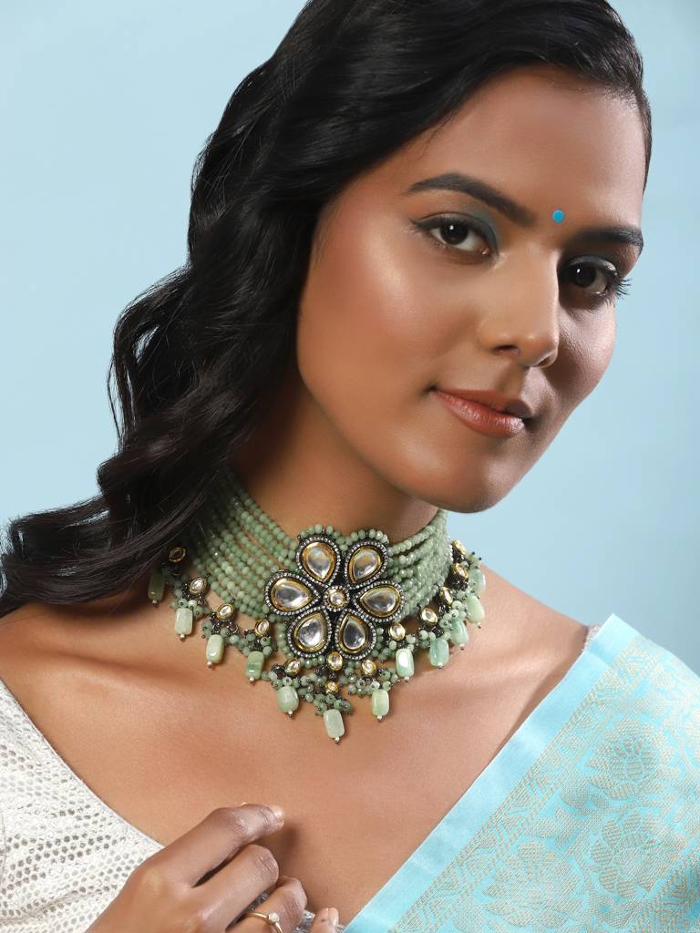 Beaded Kundan Neckpiece : RRMJ22-98