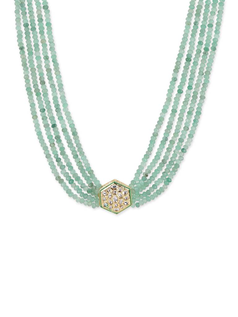 Kundan & Mint Green Layered Neckpiece : RROCT22-23