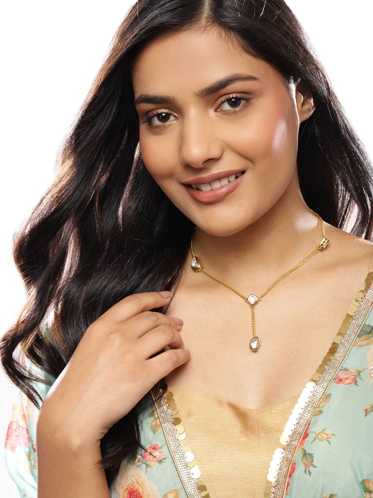 Kundan In Gold Chain : RROCT22-28