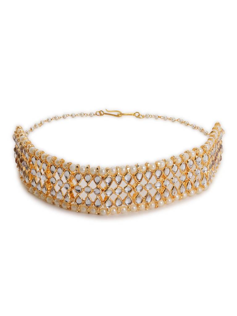 Kundan & Pearl Beaded Hair Band : RROCT22-39