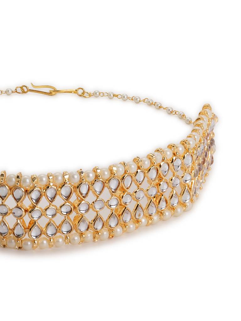 Kundan & Pearl Beaded Hair Band : RROCT22-39