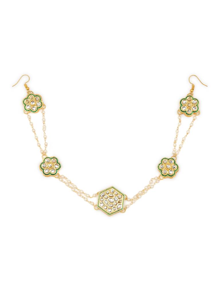 Meenakari Kundan & Pearl Beaded Hair Band : RROCT22-44