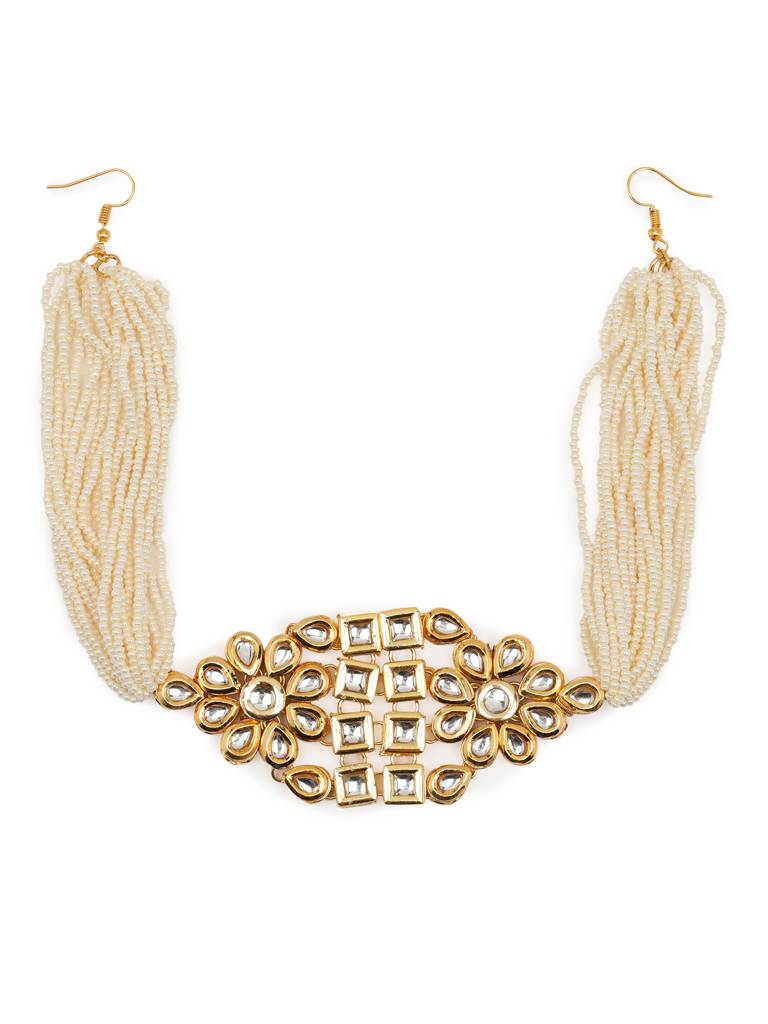 Maharani Center Piece Kundan & Pearl Beaded Hair Band : RROCT22-47