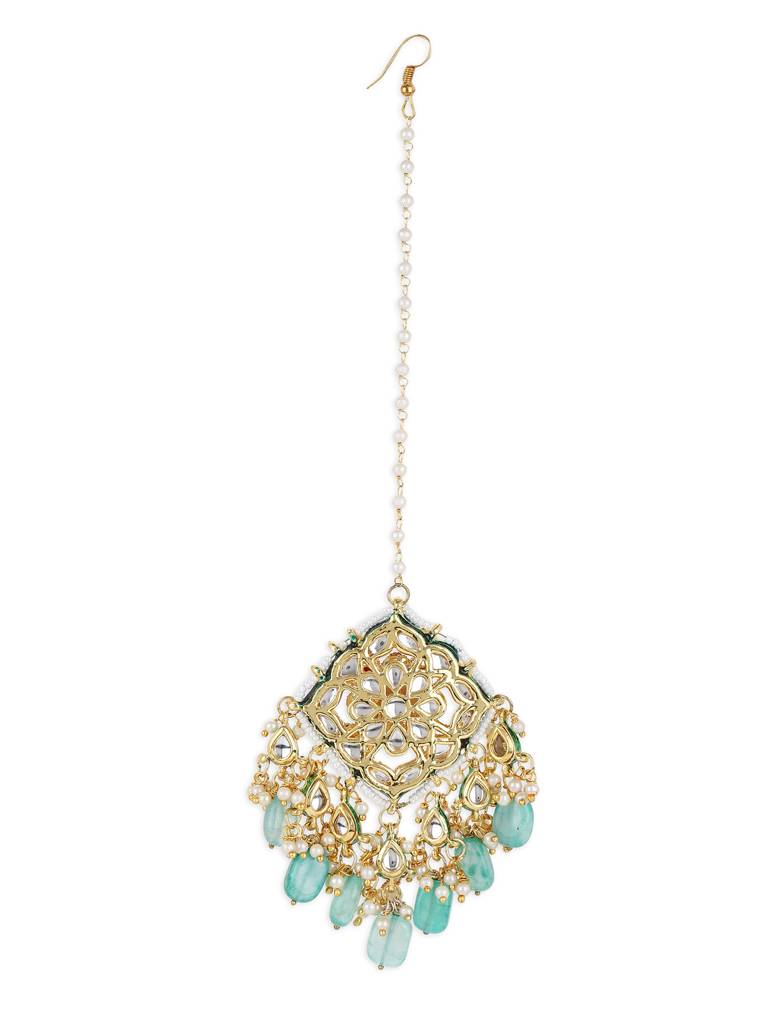 Green Stone Kundan Maang Tikka : RROCT22-60