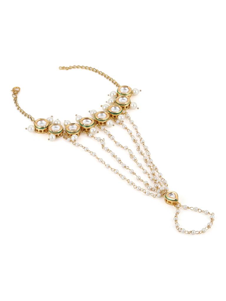 Kundan & Pearl Hand Harness : RROCT22-69