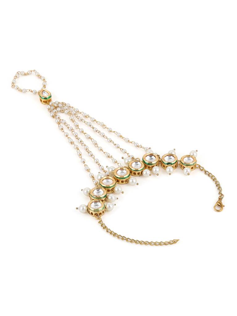 Kundan & Pearl Hand Harness : RROCT22-69