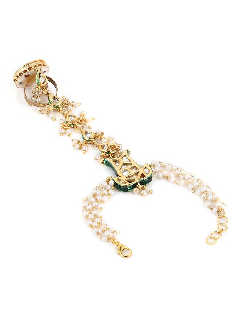 Kundan & Pearl Single Strand Hand Harness : RROCT22-70