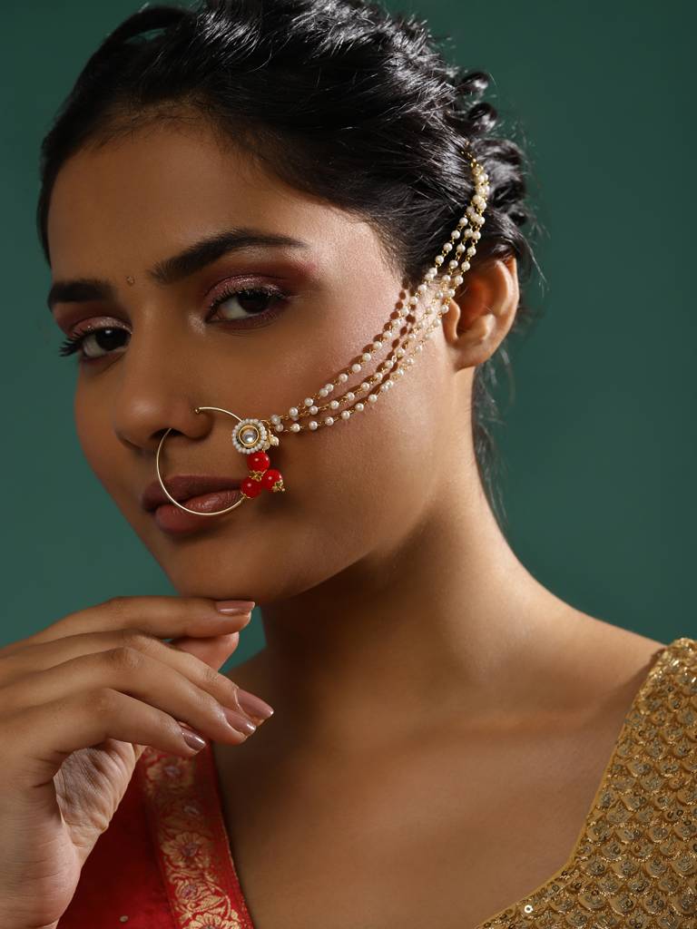 Midsized Kundan Nose Ring : RROCT22-75