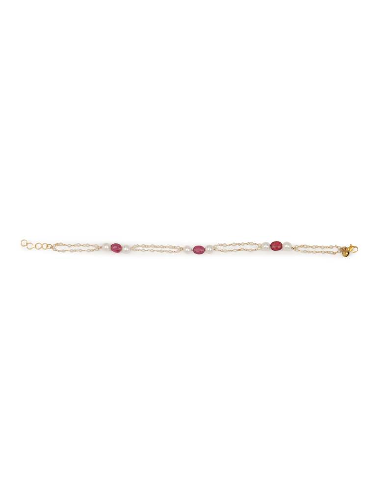 Maroon Stone And Pearl Anklets (Set Of 2) : RROCT22-78