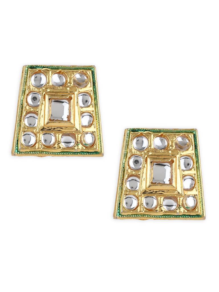 Square Kundan Studs : RROCT22-84