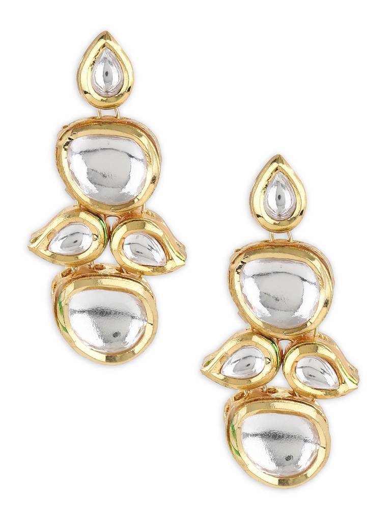 Teardrop And Uncut Kundan Earrings : RROCT22-86