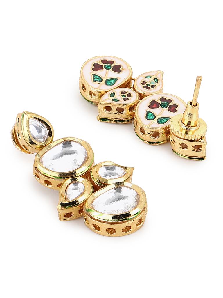 Teardrop And Uncut Kundan Earrings : RROCT22-86