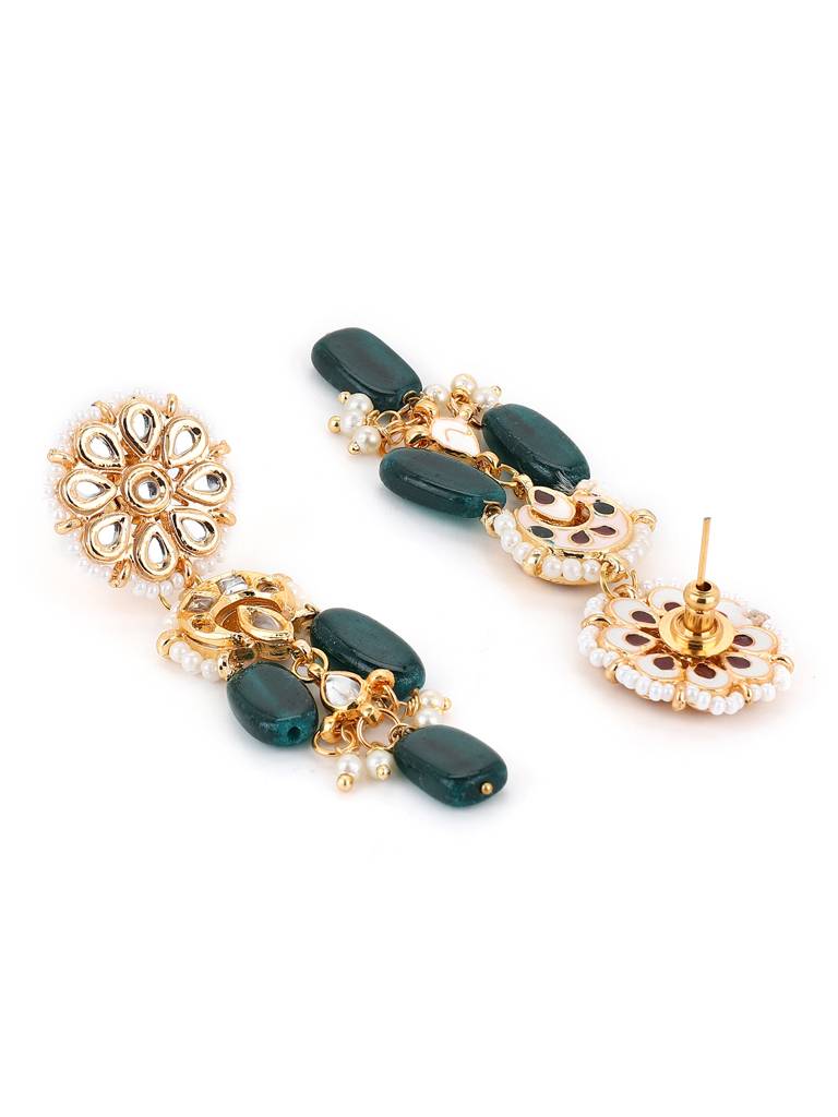 Kundan & Green Stone Earrings : RROCT22-93