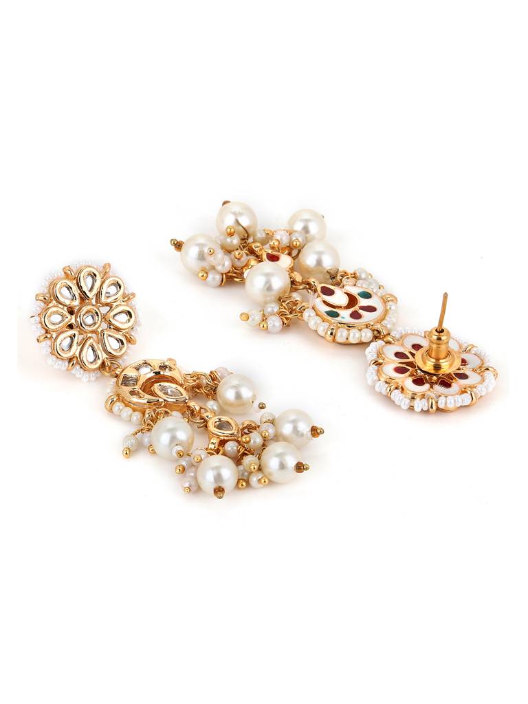 Kundan & Cream Pearl Earrings : RROCT22-94