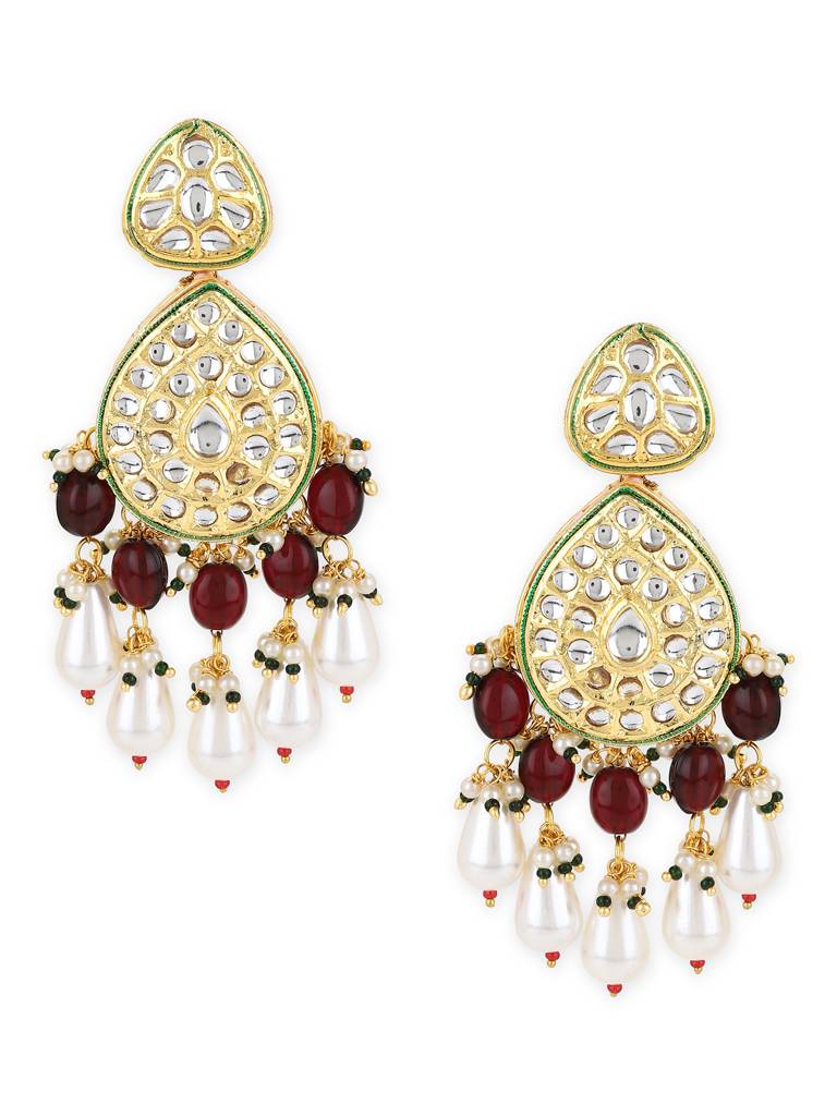 Meenakai Kundan & Pearl Stone Earrings : RROCT22-96