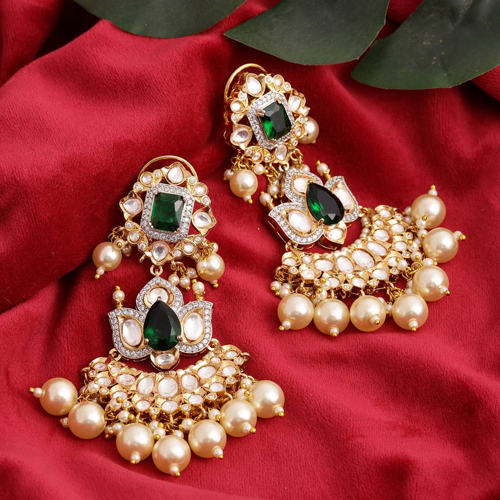 Dangler Kundan Earrings With Pearls : RRSEP24-11