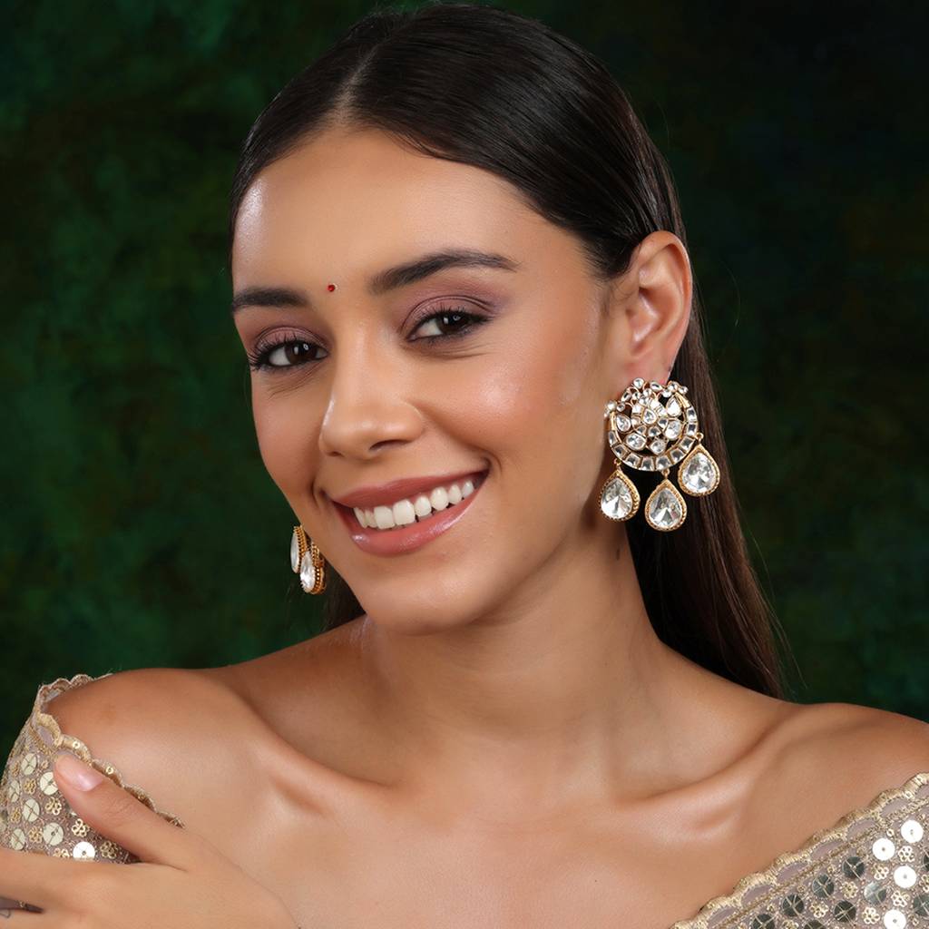 Dangler Kundan Earrings With Pearls : RRSEP24-11