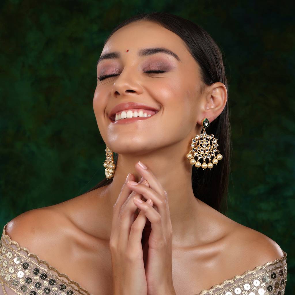 Kundan Chand Earrings : RRSEP24-19