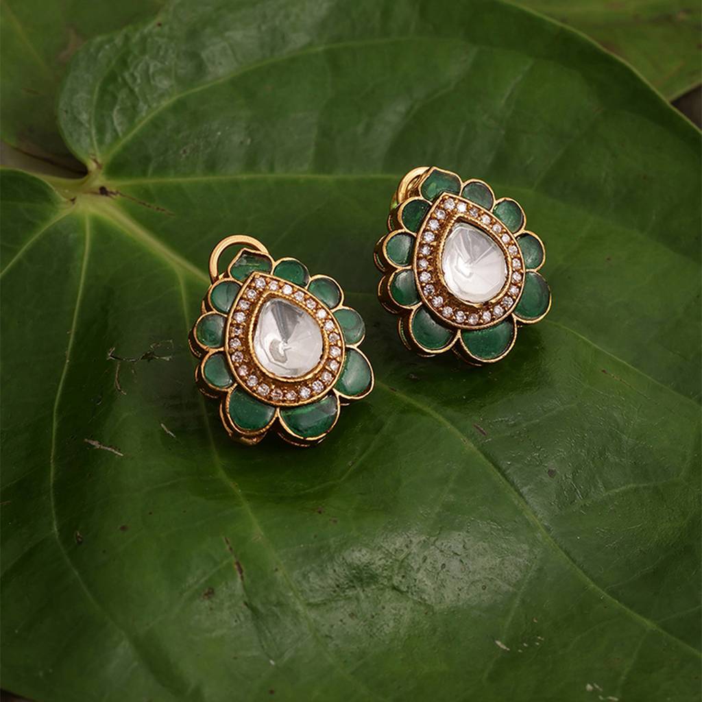 Tear Drop Green Studs : RRSEP24-20