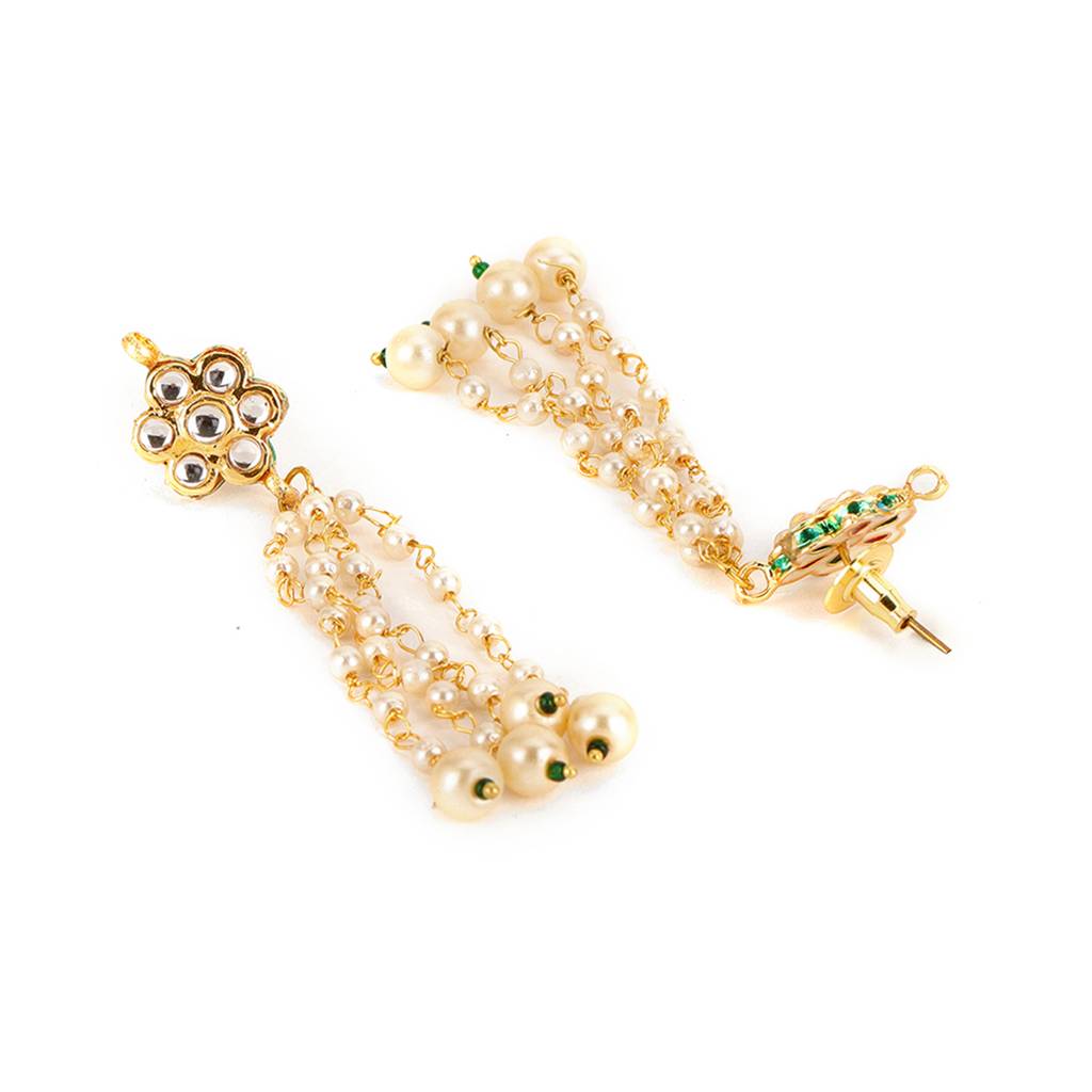 Long Dangler Kundan & Pearl Earrings : RRSEP24-23