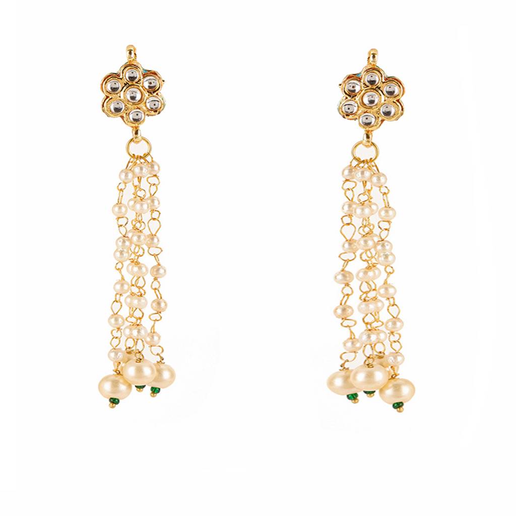 Long Dangler Kundan & Pearl Earrings : RRSEP24-23