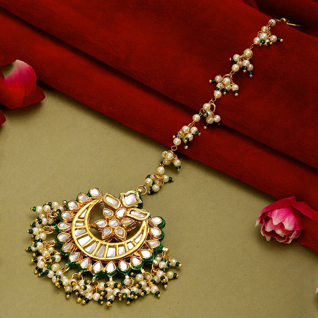 Meenakari And Pearl Kundan Maang Tikka : RRSEP24-36