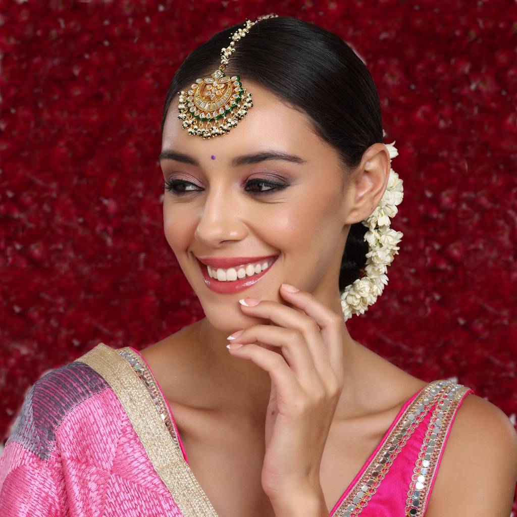 Meenakari And Pearl Kundan Maang Tikka : RRSEP24-36