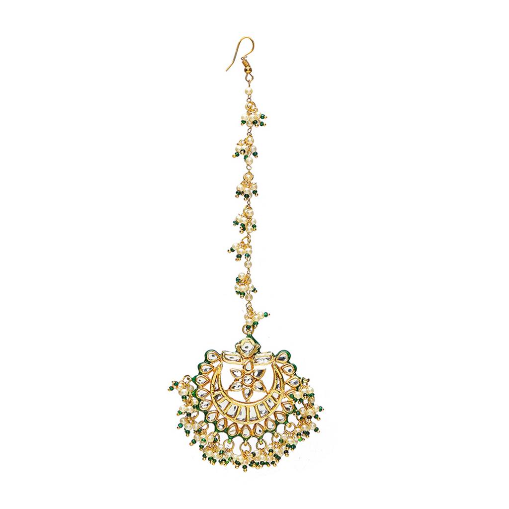 Meenakari And Pearl Kundan Maang Tikka : RRSEP24-36