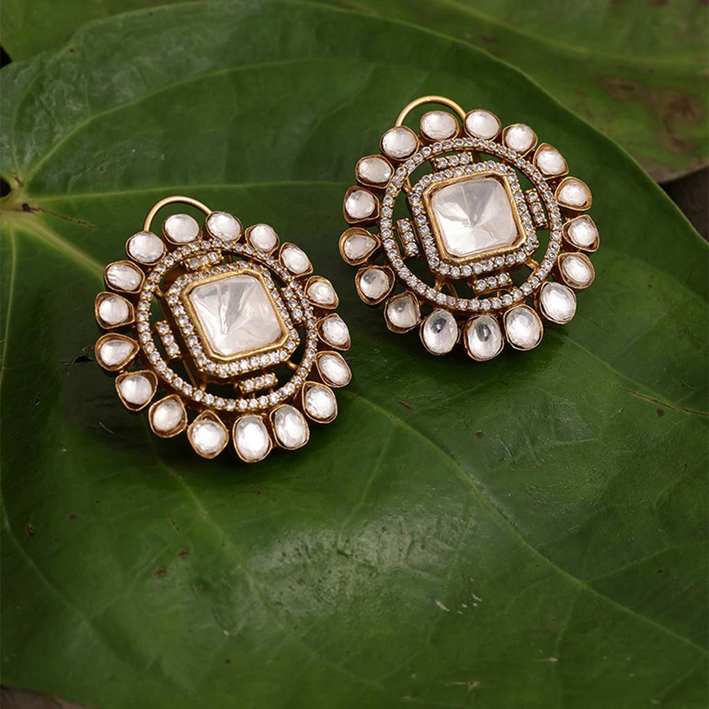 Round Oversized Kundan Earrings : RRSEP24-3