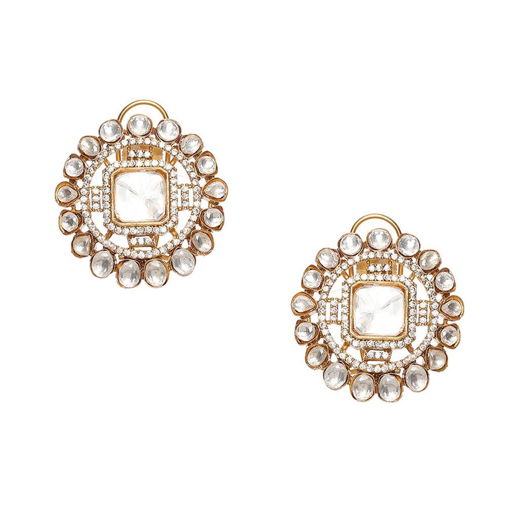 Round Oversized Kundan Earrings : RRSEP24-3