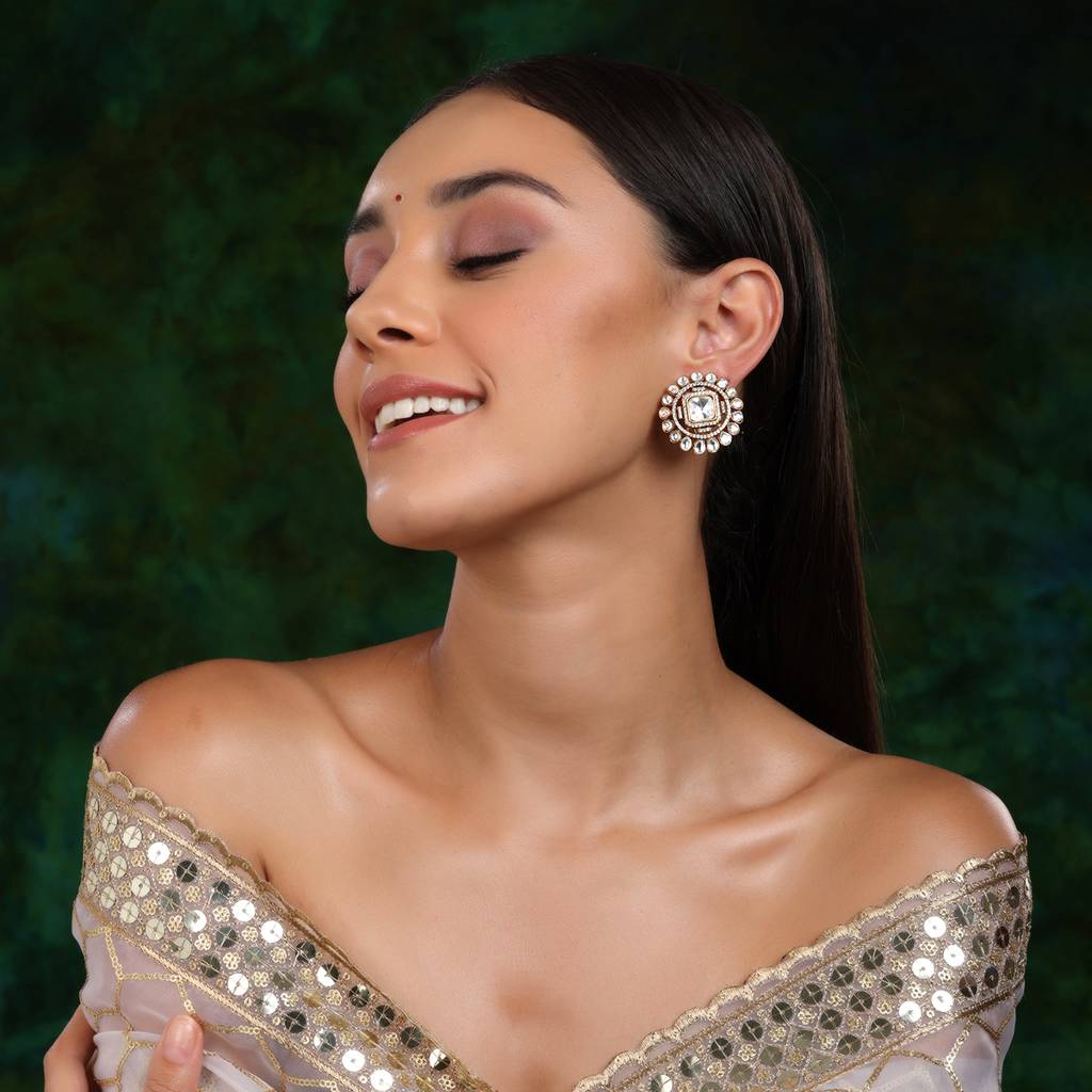 Round Oversized Kundan Earrings : RRSEP24-3