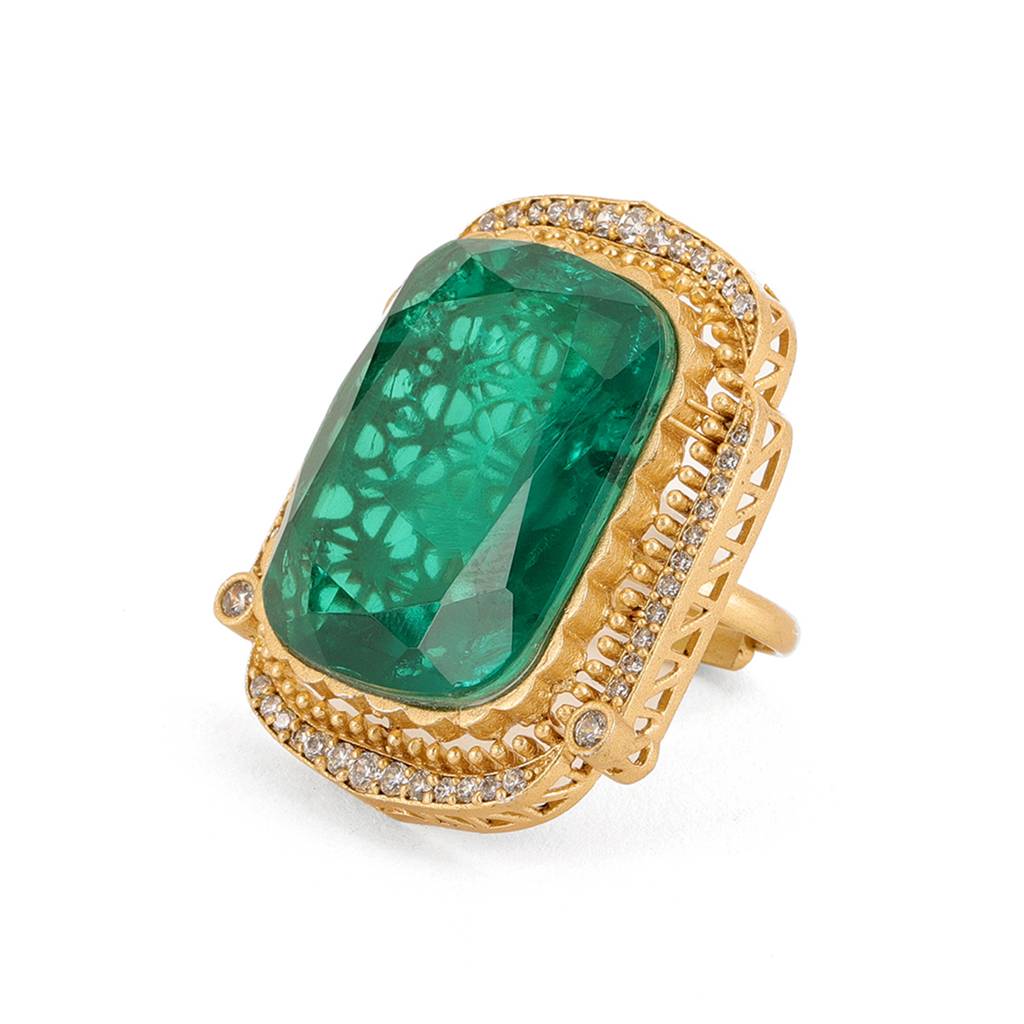 Oversized Emerald Cocktail Ring : RRSEP24-40