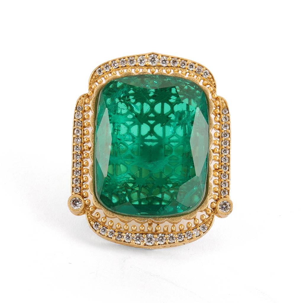 Oversized Emerald Cocktail Ring : RRSEP24-40