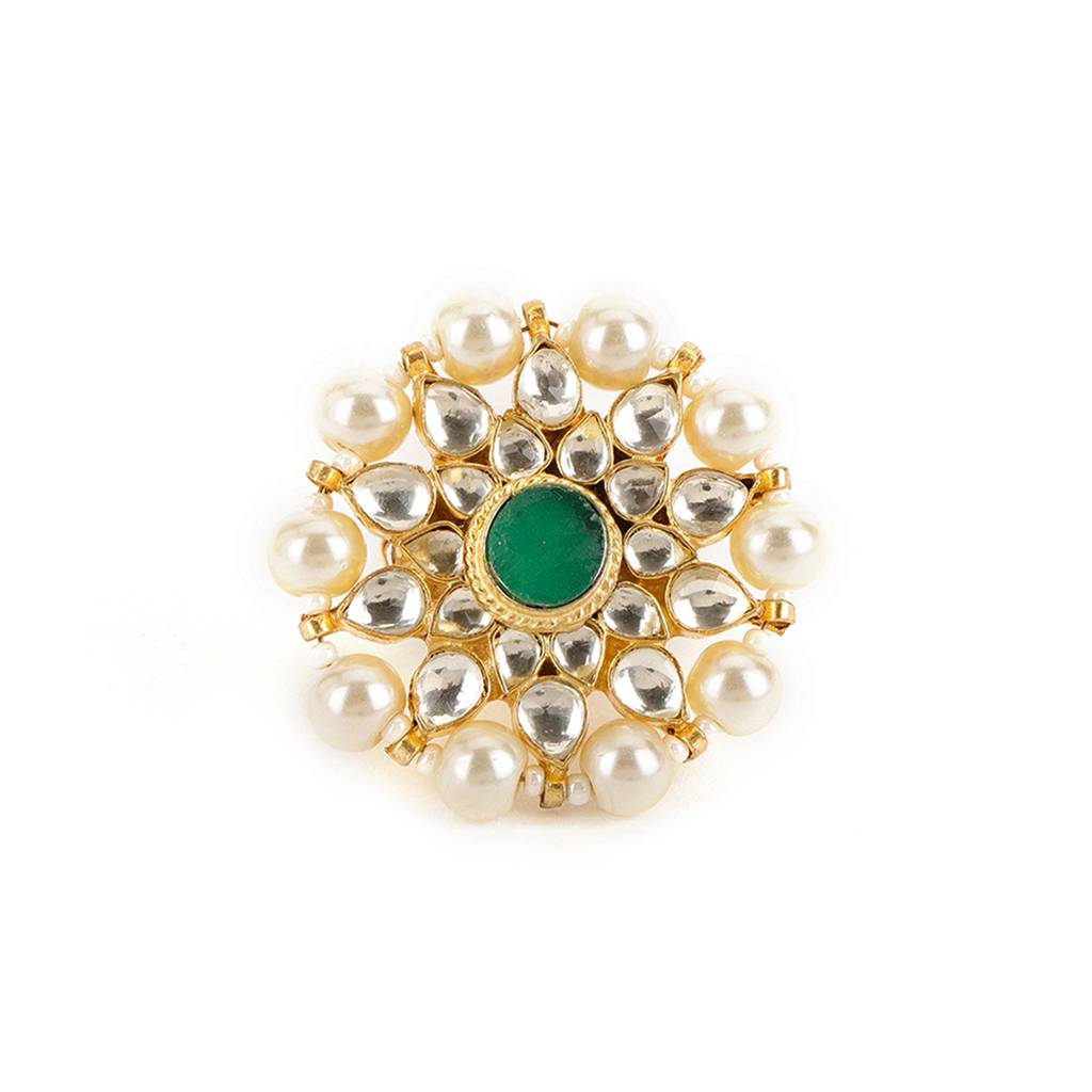 Oversized Round Cocktail Kundan Ring : RRSEP24-41