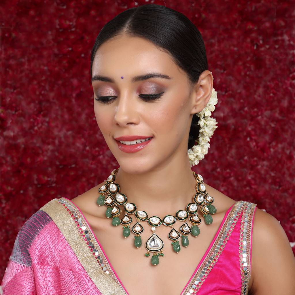 Kundan And Stone Meenakari Necklace : RRSEP24-53