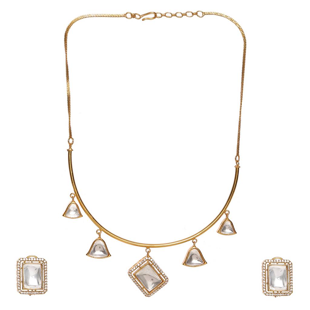 Square Kundan Hasli Neckpiece With Studs : RRSEP24-64
