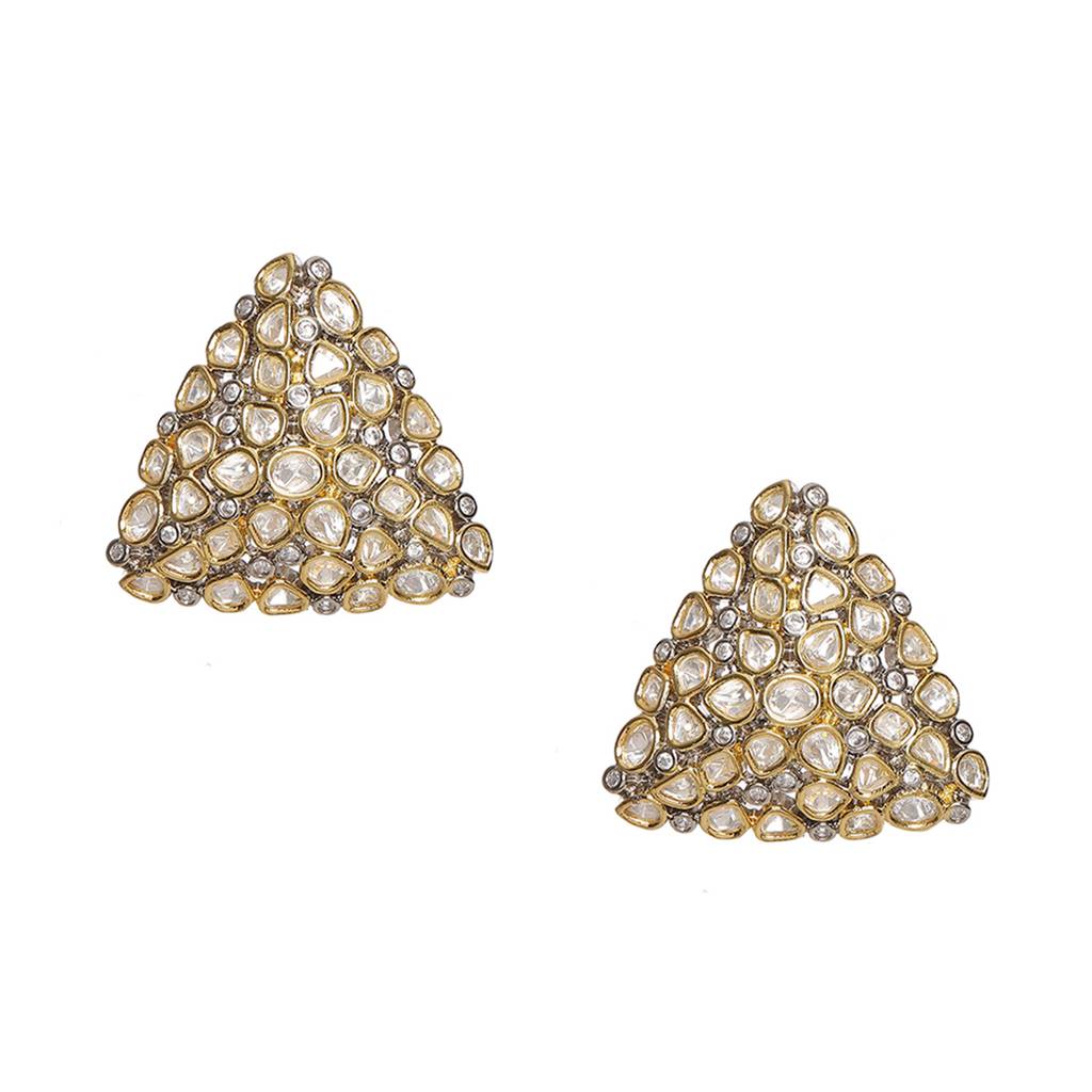 Triangle Dual Tone Kundan Earrings : RRSEP24-6