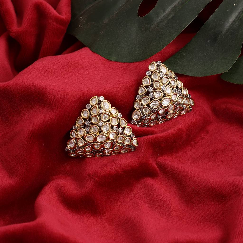 Triangle Dual Tone Kundan Earrings : RRSEP24-6