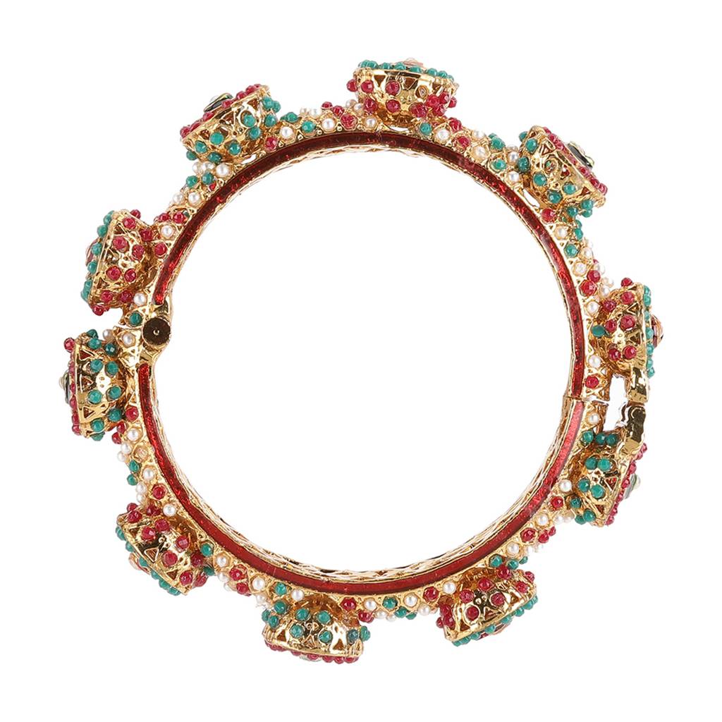 Rajwada Red - Green Hues Handcrafted Heavy Bangles (Set Of 2) : RRSEP24-81