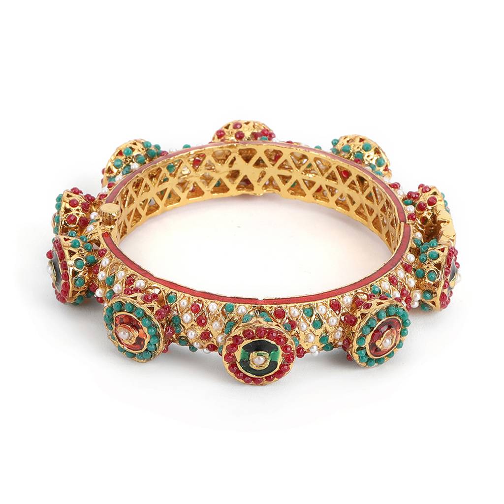 Rajwada Red - Green Hues Handcrafted Heavy Bangles (Set Of 2) : RRSEP24-81