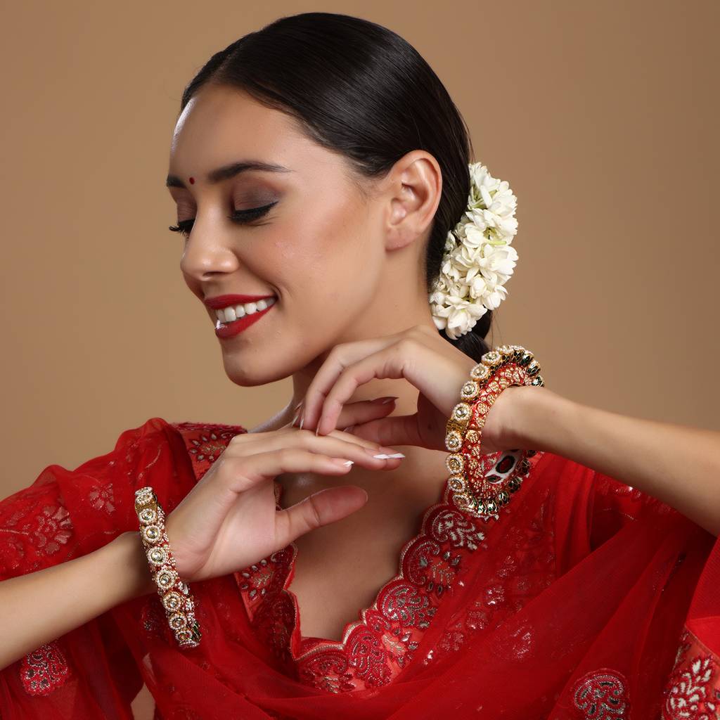 Red Meenakari Handcrafted Heavy Bangles (Set Of 2) : RRSEP24-83