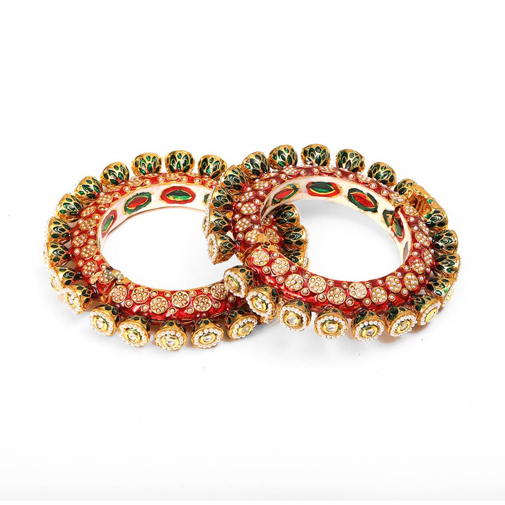 Red Meenakari Handcrafted Heavy Bangles (Set Of 2) : RRSEP24-83