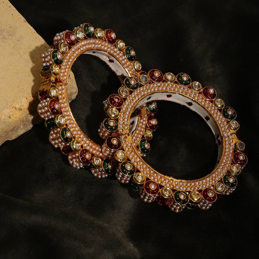 Pearl Meenakari Handcrafted Heavy Bangles (Set Of 2) : RRSEP24-84