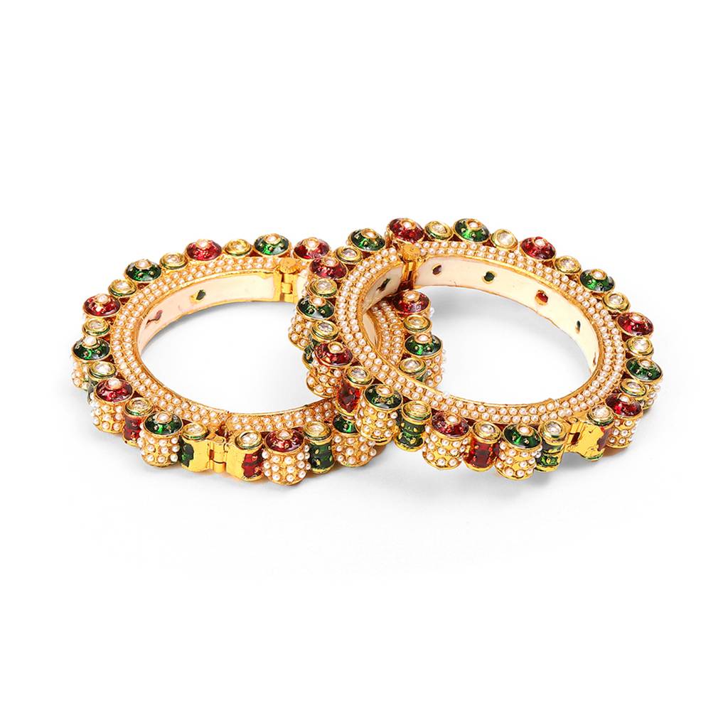 Pearl Meenakari Handcrafted Heavy Bangles (Set Of 2) : RRSEP24-84