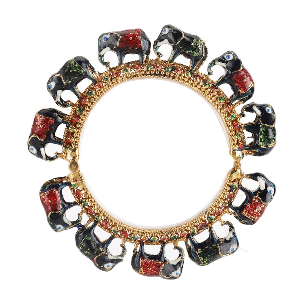 Elephant Blue Meenakari Handcrafted Heavy Bangles (Set Of 2) : RRSEP24-85