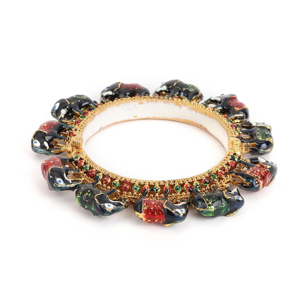 Elephant Blue Meenakari Handcrafted Heavy Bangles (Set Of 2) : RRSEP24-85